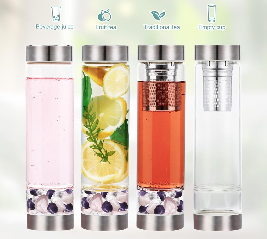 Crystal Elixir Glass Water Bottle