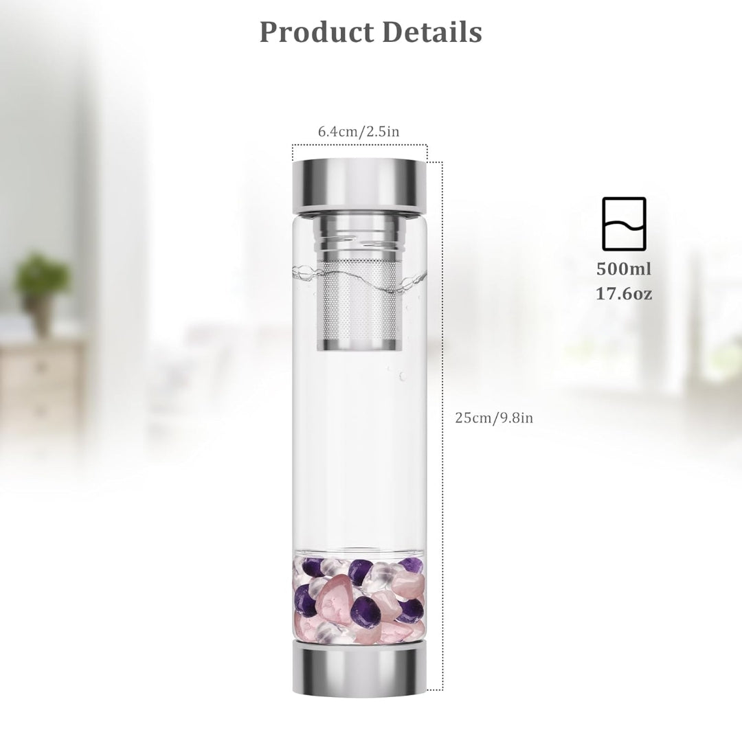 Crystal Elixir Glass Water Bottle