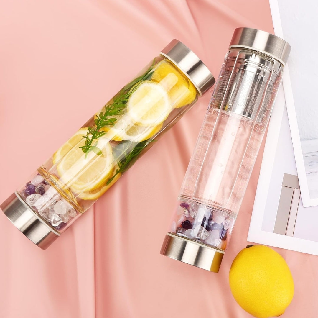 Crystal Elixir Glass Water Bottle